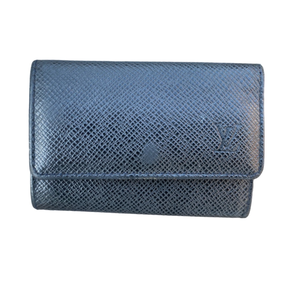 Louis Vuitton 6 Key Case Holder Black Taiga Leather Card Holder